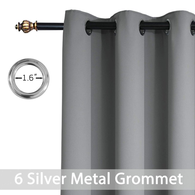 Yakamok Room Darkening Grommet Window Drapes Thermal Insulated Light Blocking Blackout Curtains for Bedroom(38Wx63L,Grey,2 Panels) - Image 3